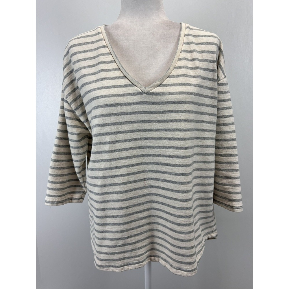 Women's Matilda Jane Striped Anything But Ordinary Shirt Large Vneck